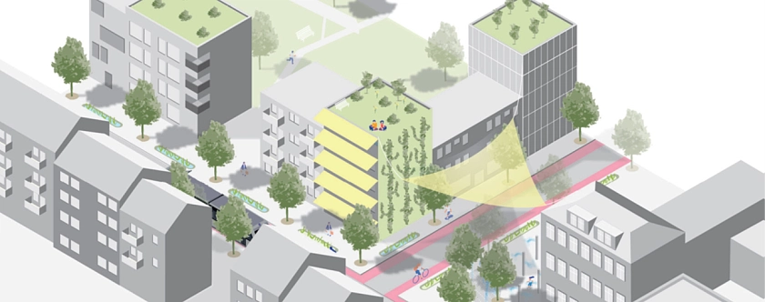 Skizze: klimaangepasste Stadtplanung