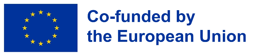 Flagge der EU mit dem Text: Co-funded by the European Union