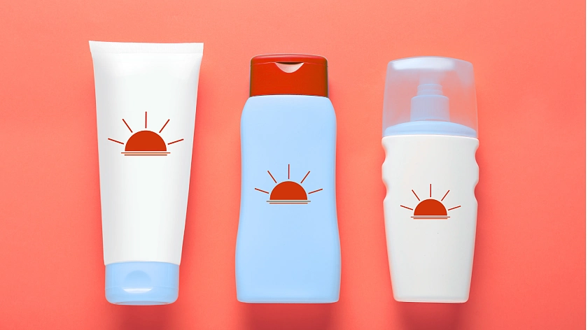 Image of three bottles of sun cream 