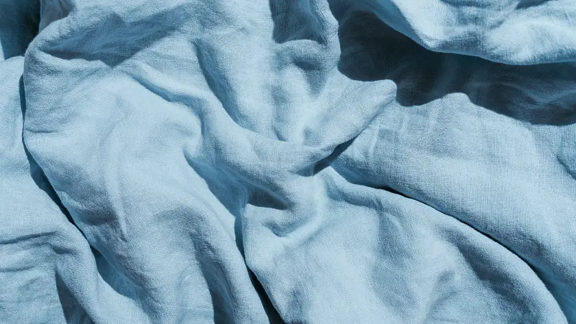 Nahaufnahme von blauem Leinenstoff