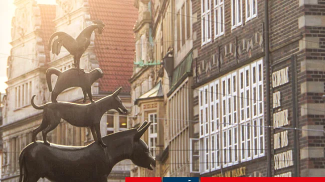 Deckblatt des Hitzeaktionsplans Bremen.Bremerhaven. auf welchem die Bremer Stadtmusikanten zu sehen sind