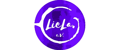 Logo von Liela, der Schriftzug auf einem Lila Hintergrund 