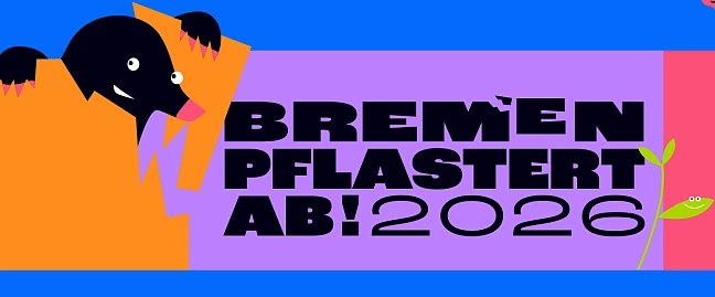 Logo von Bremen pflastert ab mit einem Maulwurf und Schriftzug 