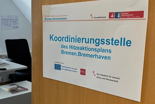 Türschild für die Koordinierungsstelle des Hitzeaktionsplans