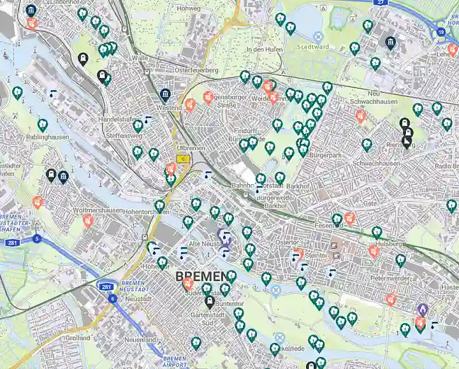 Excerpt from the map of cool places in Bremen.