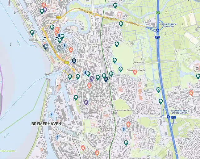 Excerpt from the map of cool places in Bremerhaven.