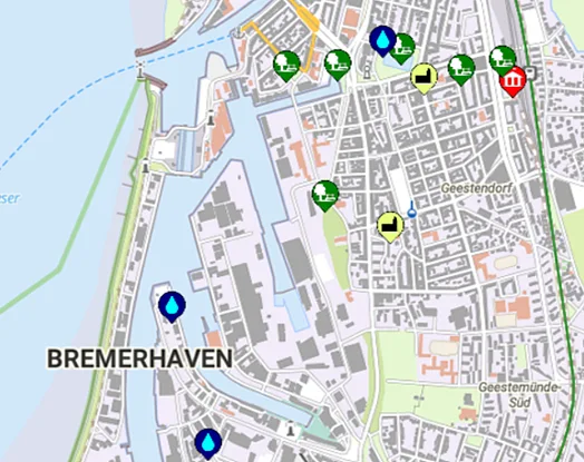 Excerpt from the map of cool places in Bremerhaven.