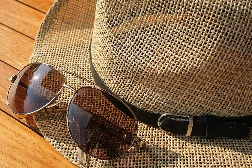 Sun hat and sunglasses