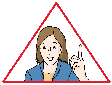 Achtung: Person mit erhobenem Finger