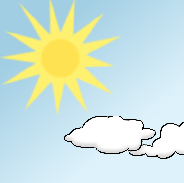 Sonne mit wenigen Wolken